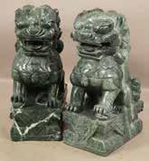 Lot #158 - Pair of Chinese marble foo dogs.