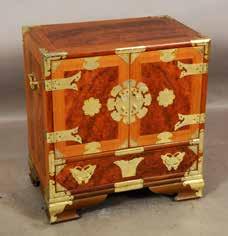 Lot #208-20th century Chinese elmwood chest with burled elm panels &