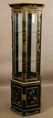 Lot #209- Chinese black lacquered display cabinet, six sided with
