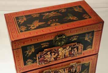Lot #223- Chinese red lacquered decorated box,