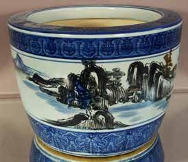 Lot #267 - Chinese blue on grey decorated pot,