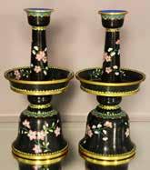 Lot #277-Pair of cloisonné Chinese candle