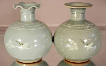 Lot #310-2 Chinese celadon vases, hand
