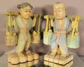 Lot #315 - Pair of Chinese wooden statues, man &