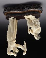 Four character Jiaqing mark on base, raised on an ivory stand. 2.5"H, Circa - 1795-1820.