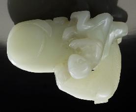25"H x 3"W, Circa - 18th 618 Chinese Qing carved jade toggle depicting an eagle and