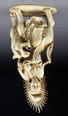 697 Chinese Qing carved ivory Guanyin regulations prior to bidding) riding a unicorn, one