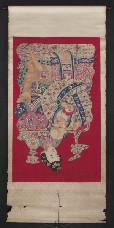 00 716 Chinese Qing Kesi scroll, depicting the God and Goddess of Longevity.