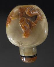 75"W, Circa - 17th - 19th 748 Chinese Qing carved agate snuff bottle