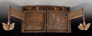 771 Chinese Qing carved boxwood hat stand set, depicting