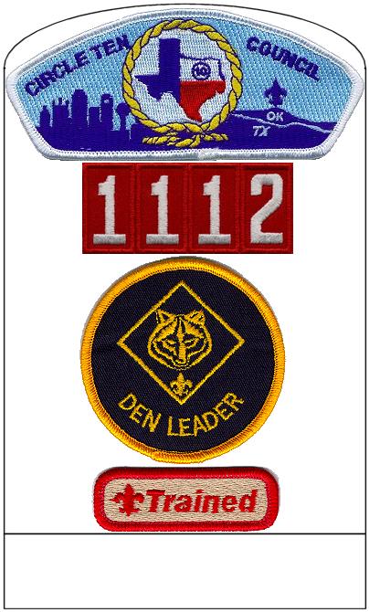 Left Sleeve The Circle 10 Council Patch (worn by all scouts and adults) is worn centered and adjacent to the Pack Numerals (worn by all) are sewn immediately below the Circle 10 Patch.