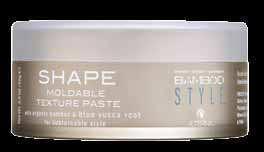 BAMBOO Style SHAPE moldable Texture Paste SHAPE MOLDABLE TEXTURE PASTE is a mid-weight, medium-control paste. Is easily distributed through hair for moldable texture, shape and separation.