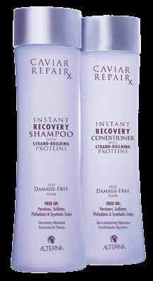 CAVIAR REPAIR x Shampoo & Conditioner A restorative paraben, sulfate and sodium chloride-free shampoo and conditioner that transforms severely damaged hair, intensely nourishing & repairing each