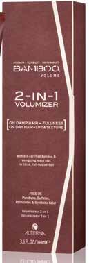 BAMBOO 2-in-1 Volumizer VOLUME 2-IN-1 VOLUMIZER with strengthening pure Organic Bamboo Extract and stimulating, phyto-nutrient rich Organic Maca Root is a does-it-all volumizer and can be used as a