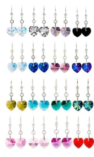 Heart Earring Stands earrings on Sterling Silver lever back earring wire made with SWAROVSKI ELEMENTS BRIGHT