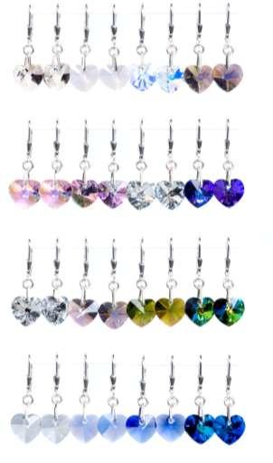 Zircon Emerald Petrol Rose Light Amy Fuschia Siam 10mm Heart Earrings -SUPERNATS Clear White Opal AB Black