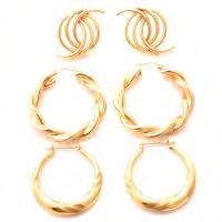 9 Collection of Three Pairs of 14k Yellow Gold Earrings.