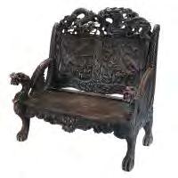 321 Japanese Export Carved Wood 'Dragon' Throne Chair Early 20th Century Elaborately carved with dueling dragons atop opposing phoenix