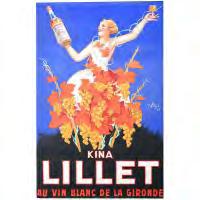 335 ROBERT WOLFF (French b. 1917) "Kina Lillet Au Vin Blanc de la Gironde" Lithograph poster mounted on linen. 80 x 52 inches.