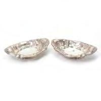 451 Edwardian Sterling Pair Footed Bread Trays.