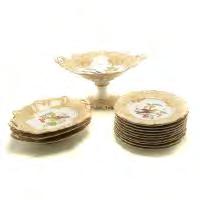 3 cm), width 14 1/4 inches (36.1 cm)}, three trays, and eleven plates {diameter 9 1/4 inches (23.4 cm)} (15).