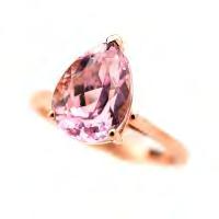 7 dwts} 37 Kunzite, 14k Rose Gold Ring. Featuring one pear-cut kunzite weighing approximately 4.40 cts., set in a 14k rose gold mounting.