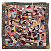 {Dimensions 2 feet 7 inches x 17 feet} 681 American Crazy Quilt with Embroidered Figural Border.