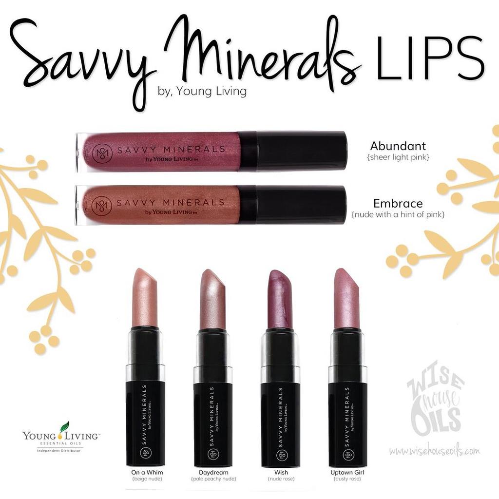 Lip gloss: Apply over the lips alone or over your favorite Savvy Minerals by Young Living lipstick.