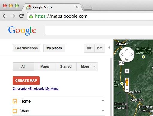 Open up Google Maps in your browser and click My places then Or create with classic My
