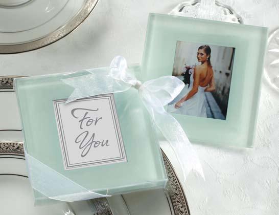 Good Wishes Pearlized Photo Coaster (Set of 2) Pearlized glass coasters with protective feet