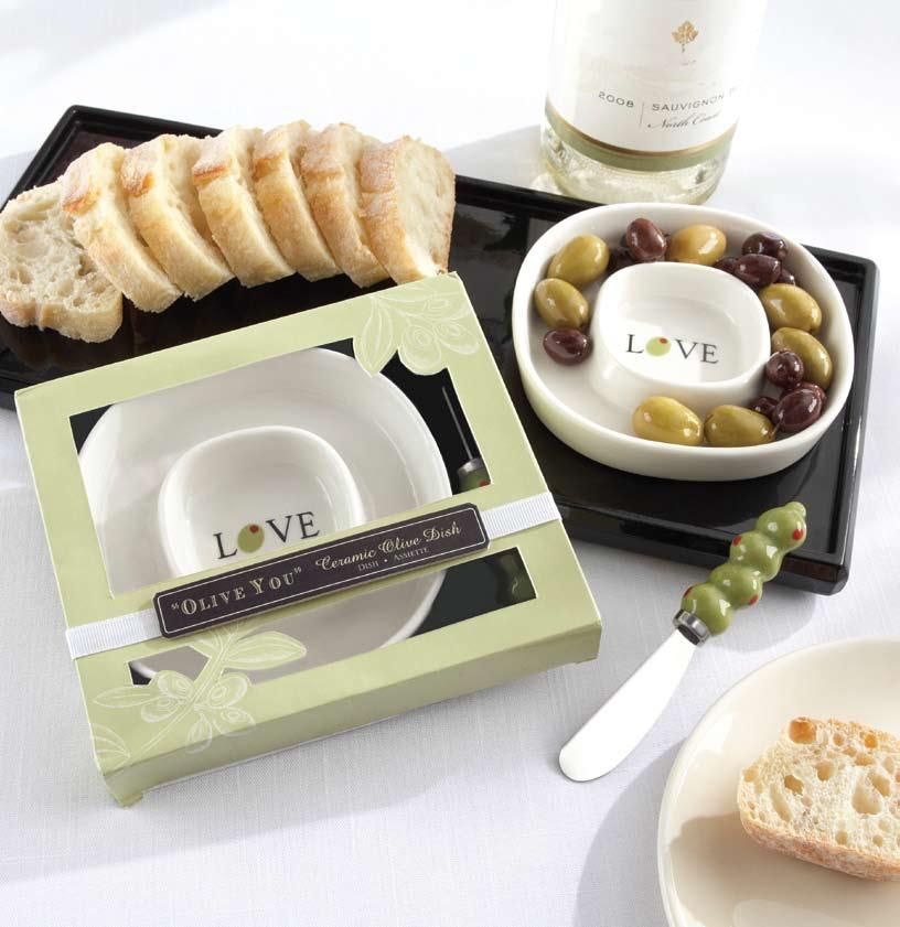 1. Olive You Ceramic Olive Dish and Spreader White, ceramic olive dish set includes