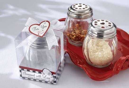 Seasoned with Love Parmesan Cheese Shaker and Spice Shaker Sculpted-glass shaker and