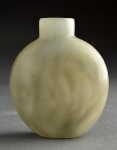 5" 0305 BALUSTRE SHAPED METAL SNUFF BOTTLE with enamel decor of a nude young woman.