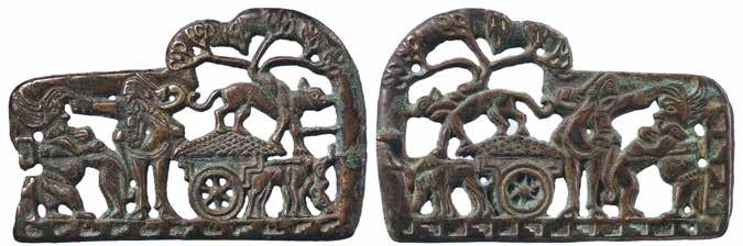 with passengers through a stand of trees, known in several examples, presents clear thematic parallels with the Sackler/Miami buckle plaque [Fig. 3].