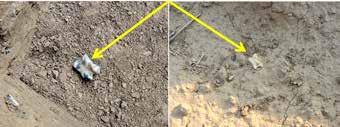 Fig. 4. Knucklebones in excavations of archaeological sites in Khorasan. Photos by authors. The astragali were found separately from other animal bone fragments in situ.