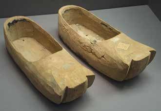 Lamp, Khotan. Wooden shoes, Turfan, 6 th 7 th century (Inv.