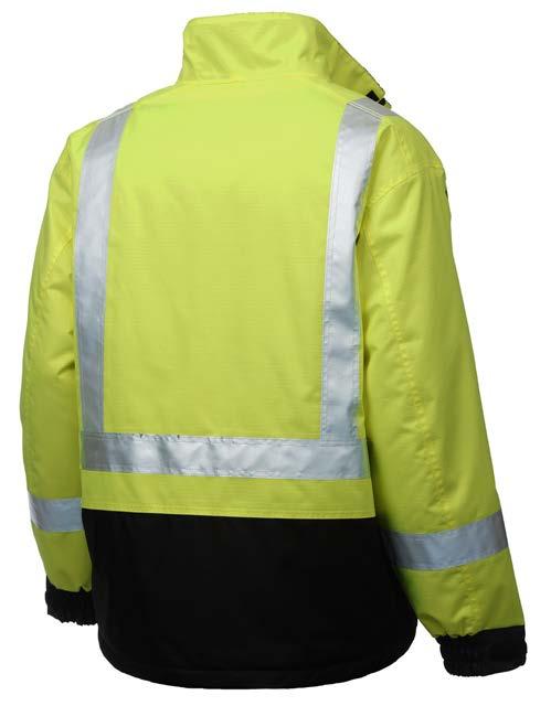 Waterproof/Breathable 5000/5000 MVP/24hr Lining: quilted 6 oz polyester insulation Taped seams, Waterproof/Breathable 8000/3000 MVP/24hr 2 reflective tape