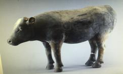 140. Inventory number: YG1088 Object title: Painted figure of a bull Dimensions: Length 72.8cm; Height 38cm; Width 23.