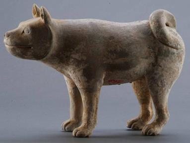 143. Inventory number: YG1773 Object title: Painted figure of a dog Dimensions: Length 35cm; Height 19.9cm; Width 9.