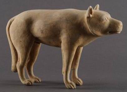 144. Inventory number: YG1646 Object title: Painted figure of a dog Dimensions: Length 32.2cm; Height 20.8cm; Width 8.