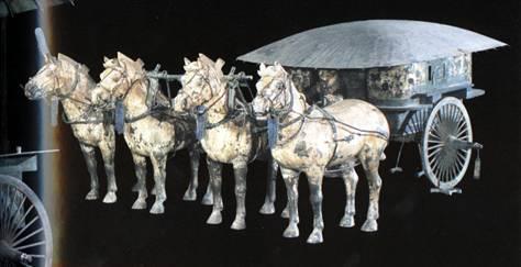 179 Inventory number: Qy2012-2 Object title: Chariot (Wenliang), comprising 4 horses, seated driver and chariot of two rooms and large overhanging roof.