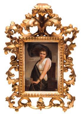 637 A late 19th century German porcelain rectangular plaque depicting a young classical woman wearing chains around her wrists, 15 x 10 cm