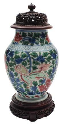 519 A Chinese Imari teapot and cover of octagonal baluster form, painted in underglaze blue,