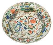 * 100-150 524 A group of three Chinese famille verte dishes and bowls brightly enamelled with
