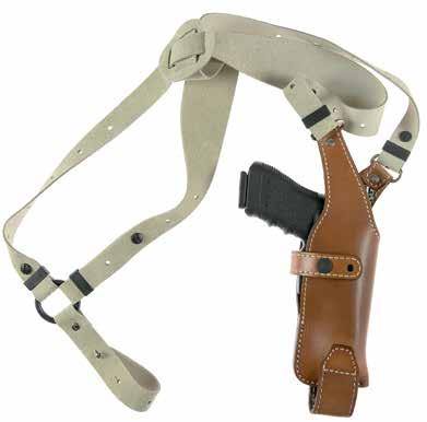 Shoulder harness in suede leather with pivoting design that moves with body and assures maximum
