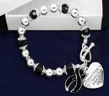 Black Ribbon Bracelets Where There Is Love Bracelet. Sterling silver plated stretch bracelet with black beads that comes with two charms.