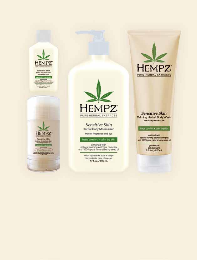 SENSITIVE SKIN collection Our Sensitive Skin collection is enriched with 100% Pure Natural Hemp Seed Oil and blended with our signature Natural Calming Oatmeal Complex to help comfort, calm and