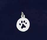 These sterling silver plated charms have black paw prints. Approximately 10 mm x 5 mm.