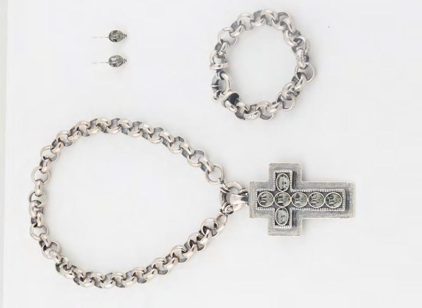 EN1526 Bold stylish cross with black diamond Swarovski crystals set in burnished silver Was 100 NOW 49