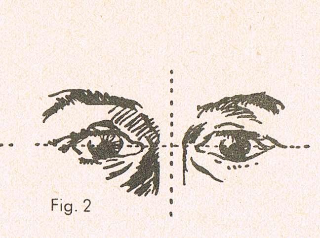 Here a sketch showing the eyes looking straight